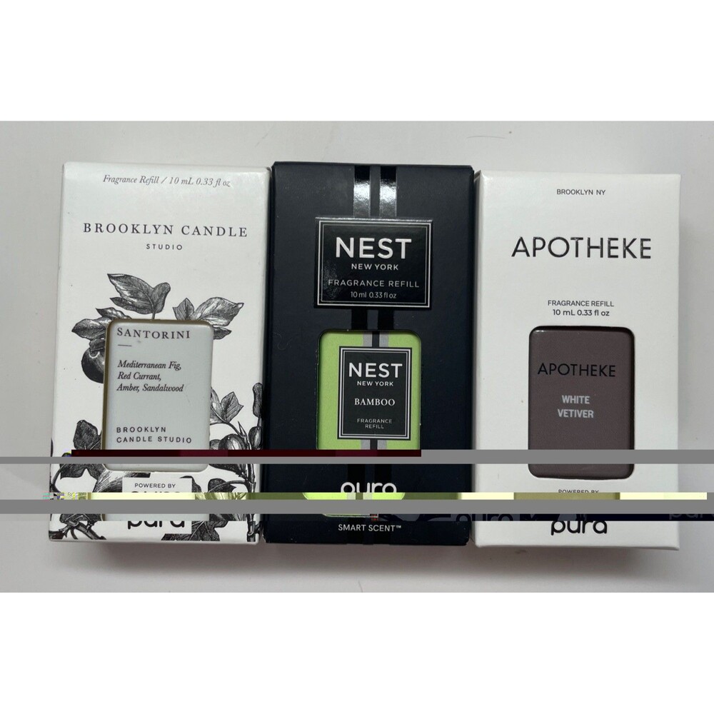 Pura Smart Home Fragrance Refill LOT - Nest Bamboo, Apotheke, Brooklyn Candle